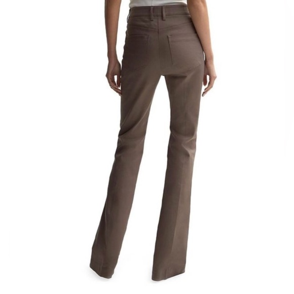 SOLD REISS Florence Flared Jeans high rise cotton front darts brown pants 4 S - Picture 4 of 14